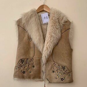 Ralph Lauren Short Afghan Coat Style Suede Jacket with embroidered & fur details